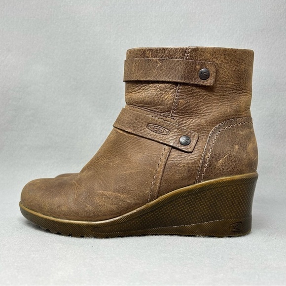 Keen Kate Brown Leather Wedge Waterproof Ankle boot booties, Women’s Size 7 - Picture 1 of 12